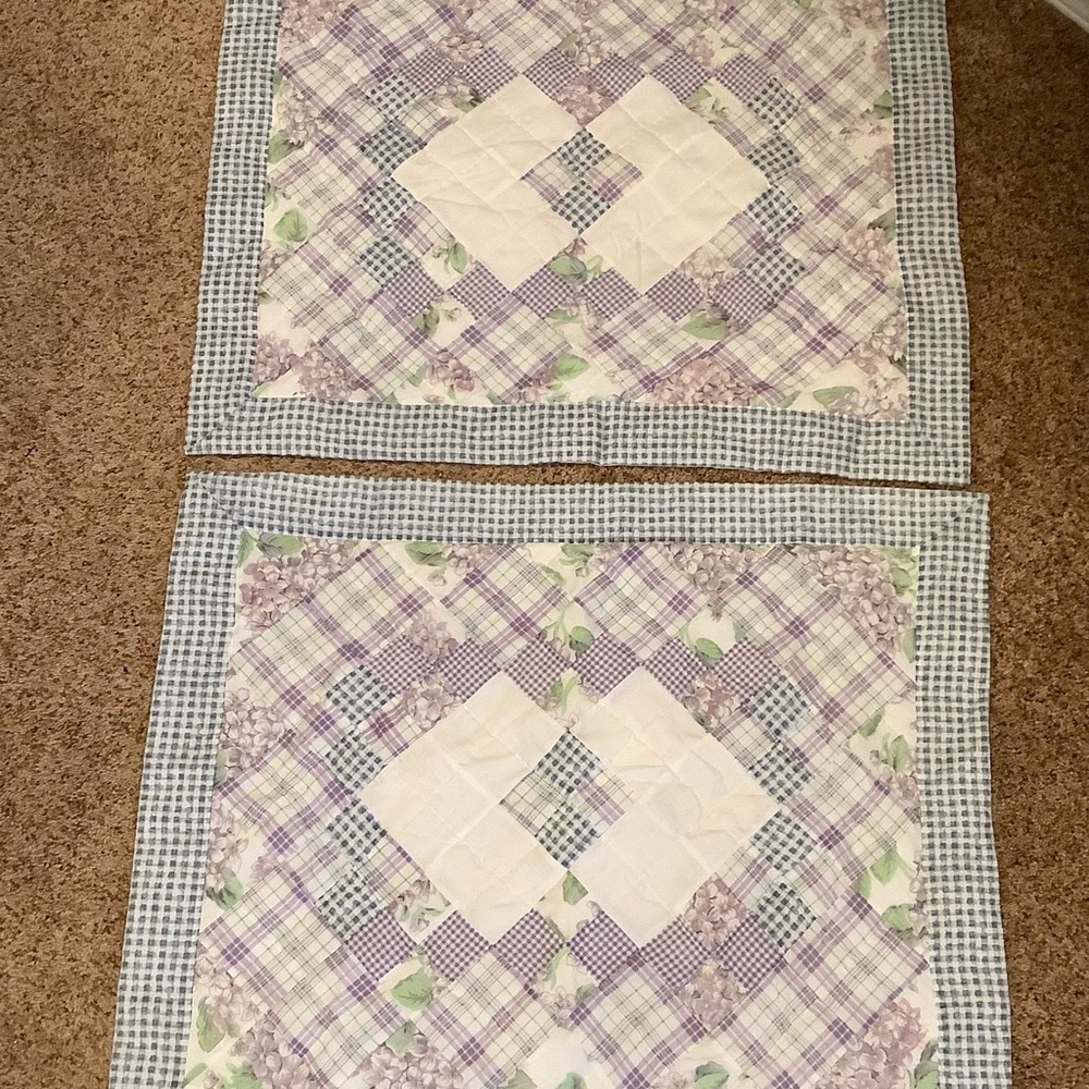 Pillow shams pair quilted patchwork country shabby cottage kids